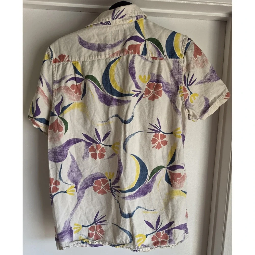 Vans Button-Up Shirt XS Floral Cotton Linen Short Sleeve Collared Skater